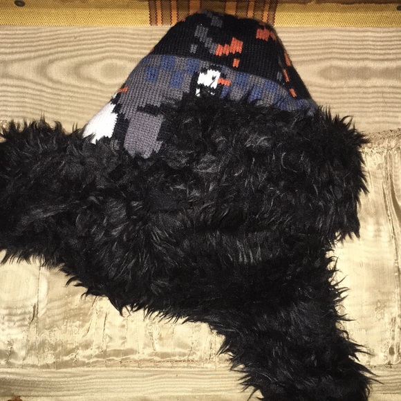 Winter Hat w/ Penguins & Fish Bones. Acrylic Blend - Picture 2 of 3